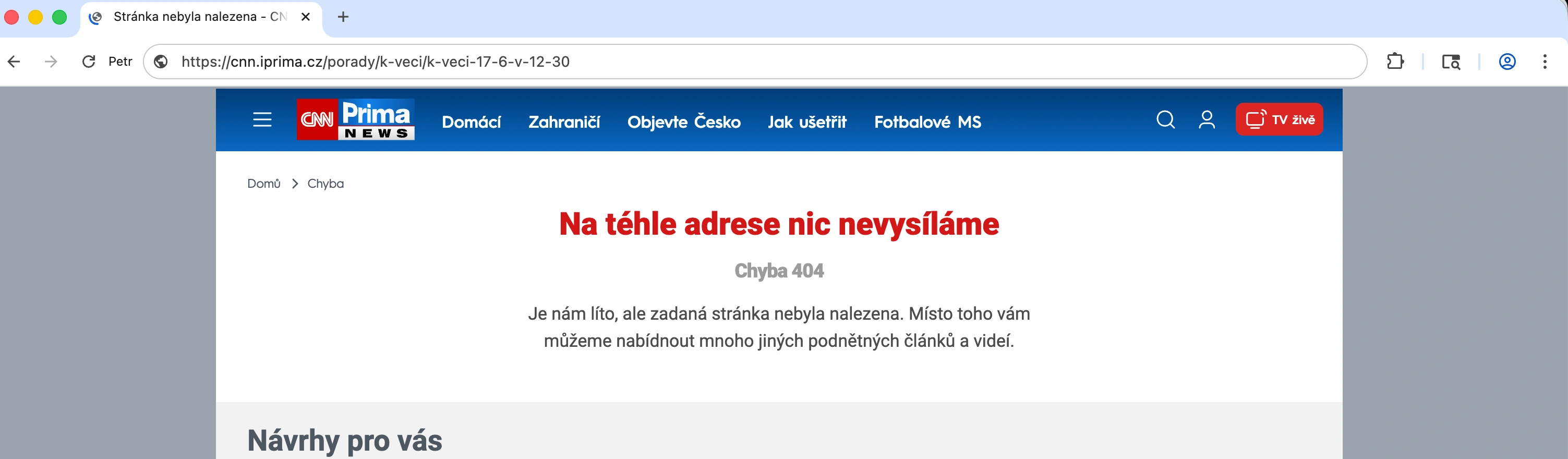 Archiv pořadu K věci